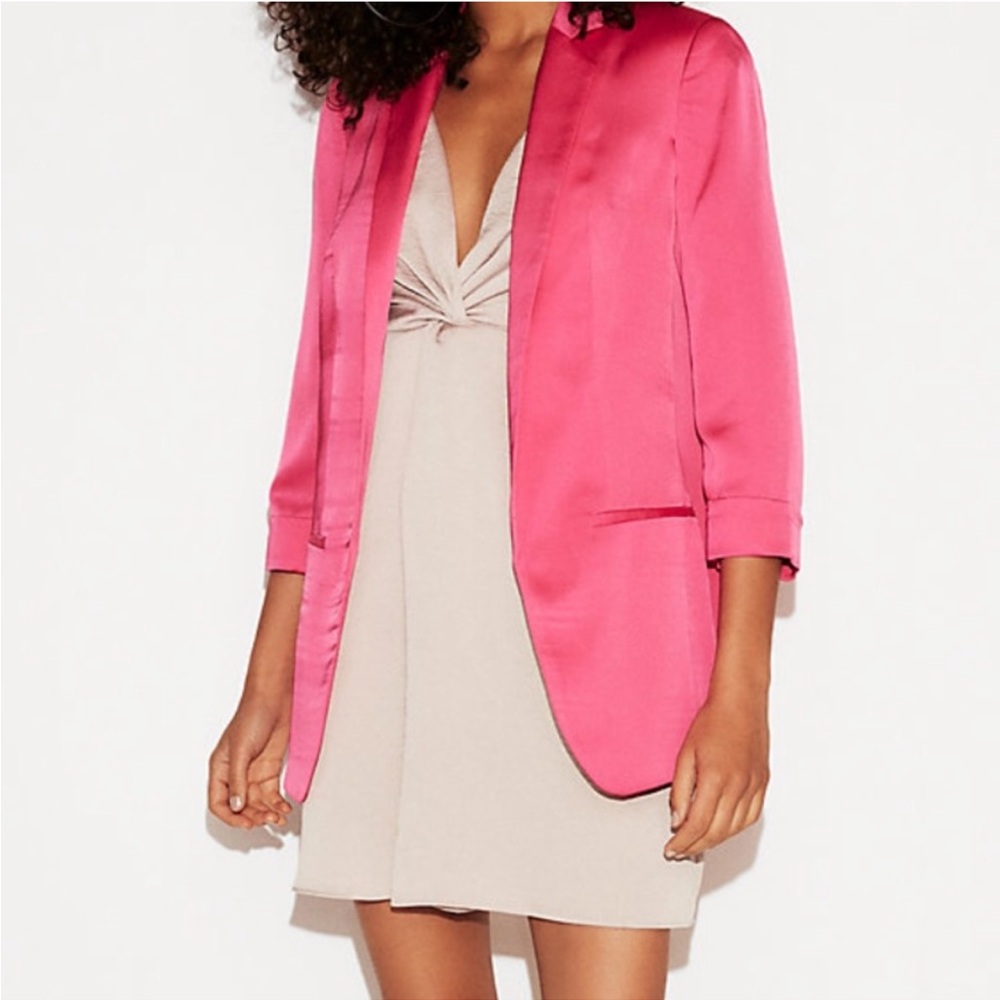 Express Women's Vibrant Pink Satin Blazer